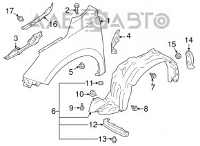 Aripa față stânga Subaru Forester 14-18 SJ roșie H2Q, săgeată