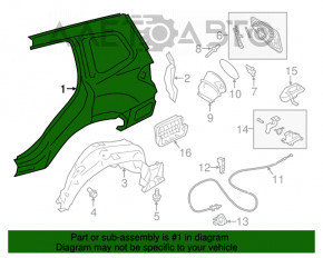 Aripa spate dreapta a un sfert Subaru Forester 14-18 SJ nou, neoriginal