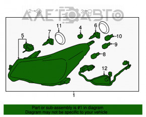 Far stânga față Subaru Forester 14-16 SJ pre-restilizare, halogen, lipsește un suport, două fisuri