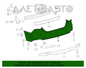 Bara spate goală Toyota Camry v70 18- LE\XLE, albastră, cu suport de prindere, fixată