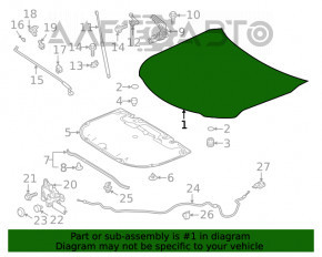 Capota goală Toyota Camry v70 18- aluminiu, neagră 218, zgâriată, lovită.