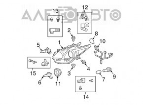 Far stânga față Toyota Prius 30 13-15, goală, restilizată, cu halogen, pentru polizare.