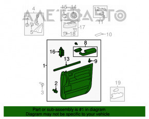 Capacul ușii, cartela frontală stânga Toyota Sequoia 08-16 negru cu inserție argintie.