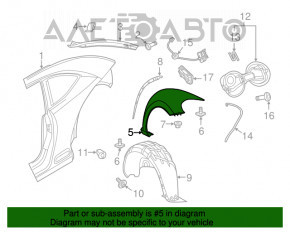 Крыло заднее левое VW Beetle 12-19 черный L041, тычки