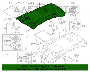 Acoperirea plafonului VW Jetta 11-18 SUA fără panoramică gri