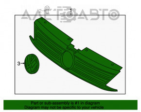 Grila radiatorului VW Jetta 15-18 SUA cu emblemă, cu crom