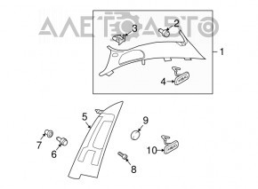 Capac spate stânga superioară VW Tiguan 09-17 bej, fără dop de protecție.