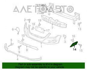 Suportul pentru bara de protecție față dreapta VW Tiguan 12-17 recondiționat, suportul este rupt.