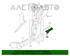 Capacul pragului din spate stânga pentru Hyundai Santa FE Sport 13-18, negru.