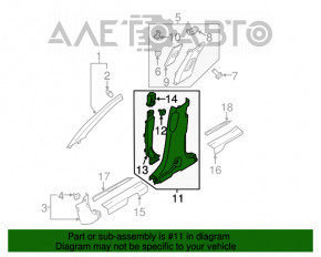 Capacul stâlpului central dreapta jos Hyundai Santa FE Sport 13-18 negru.