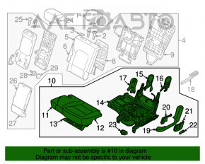 Rândul din spate al scaunelor, al doilea rând Hyundai Santa FE Sport 13-16, material textil gri.