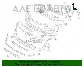 Fixare bara fata aripa dreapta Hyundai Santa FE Sport 13-18 SUA, suport rupt