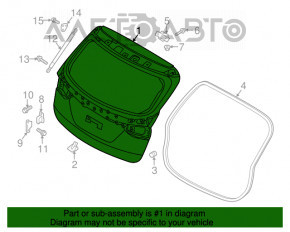 Ușa portbagajului goală cu geam Hyundai Santa FE Sport 13-16 alb SWP este fixată.