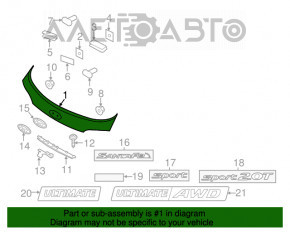 Moldura portbagajului Hyundai Santa FE Sport 13-18 cu emblema