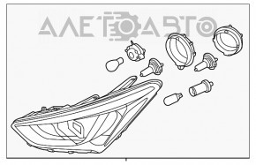 Far dreapta fata goală Hyundai Santa FE Sport 13-16 pre-restilizare SUA halogen pentru polizare.