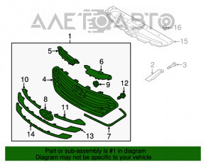 Решетка радиатора grill в сборе Hyundai Santa FE Sport 13-16 дорест