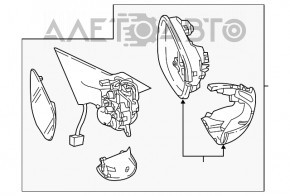 Зеркало боковое левое Honda Accord 18-22 7 пинов BSM, черное