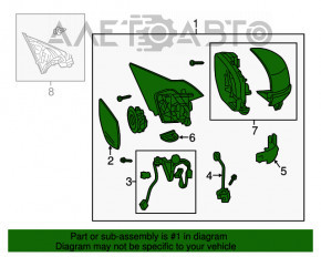 Oglindă laterală stângă Honda Accord 13-15, 6 pini, semnalizator, alb