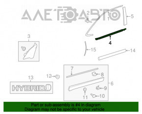 Moldură ușă-sticlă față dreapta centrală Toyota Highlander 14-19 nouă originală OEM