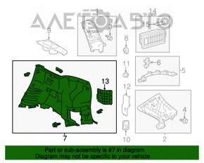 Capacul arcului drept Toyota Highlander 14-19 negru, zgâriat, uzat