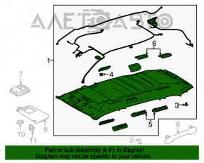 Acoperirea tavanului pentru Toyota Highlander 14-16 gri, fără geam panoramic.