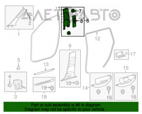 Capacul stâlpului central, curea superioară stânga Toyota Highlander 14-19 bej, zgârieturi.