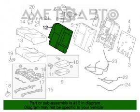 Rândul din spate al locurilor, al doilea rând Toyota Highlander 14-16, material textil gri închis.