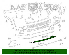 Capacul buzei bara spate inferioare Toyota Highlander 14-19 structura zgariata.