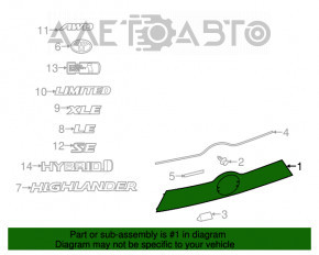 Moldura portbagaj Toyota Highlander 14-19 cu sigla rupta, prindere rupta