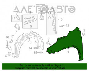 Aripa față stânga Toyota Highlander 14-19 nouă, neoriginală, tijă