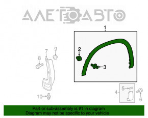 Capacul aripii fata stanga Toyota Highlander 14-19 nou TW neoriginal.