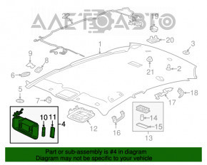 Capota stângă Chevrolet Malibu 16 - gri cu iluminare, fără cârlig, pentru curățare chimică.