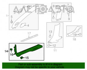 Capacul pragului din față dreapta pentru Chevrolet Malibu 16- negru.