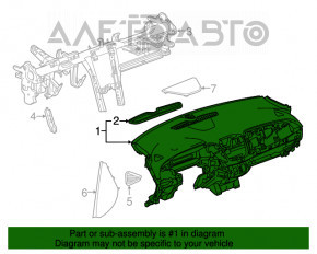 Panoul frontal al torpilei fără AIRBAG Chevrolet Malibu 16-18 negru