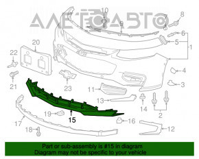 Губа переднего бампера Chevrolet Malibu 16-18 дорест, структура, потерта