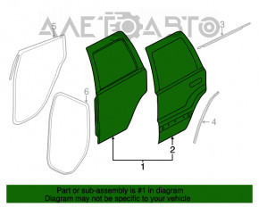 Ușa din spate dreapta asamblată Jeep Grand Cherokee WK2 11-21 negru PXJ, mâner