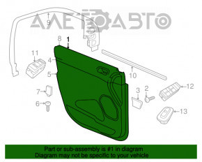 Capacul ușii cartela frontală dreapta Jeep Grand Cherokee WK2 14-16 negru, cu iluminare