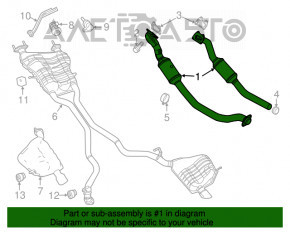 Colector de evacuare stânga cu catalizator pentru Jeep Grand Cherokee WK2 16-17 3.6, pentru 1 tub, pentru 2 tuburi