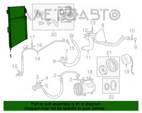 Radiatorul condensatorului de aer condiționat Dodge Durango 11- cu răcire pentru cutia de viteze, strâns.