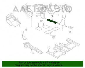 Накладка порога передняя левая Jeep Grand Cherokee WK2 11-21 черн с хромом, царапины