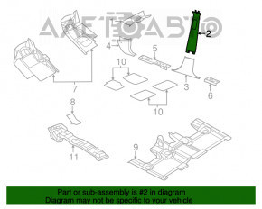 Capacul stâlpului central pentru centura de sus stânga pentru Jeep Grand Cherokee WK2 16-