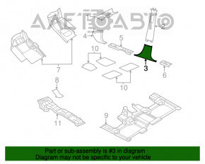 Capacul stâlpului central, partea de jos, stânga, Jeep Grand Cherokee WK2 14-21, negru, zgârieturi.