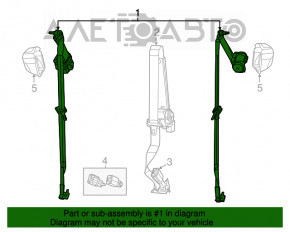 Centura de siguranță spate stânga pentru Jeep Grand Cherokee WK2 14-21, bej, pentru curățare chimică.