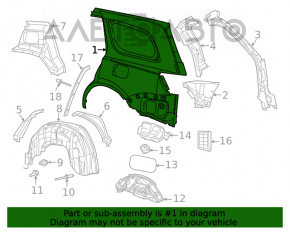 Aripa spate stânga Jeep Grand Cherokee WK2 11-21 albastră, tija