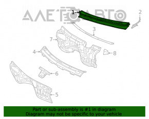 Grila de parbriz din plastic pentru Jeep Grand Cherokee WK2 11-16 are suportul rupt și garnitura este crăpată.