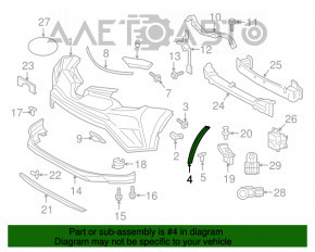 Moldura de protecție a aripii din față dreapta pentru bara de protecție Toyota Rav4 16-18, model nou, original OEM.