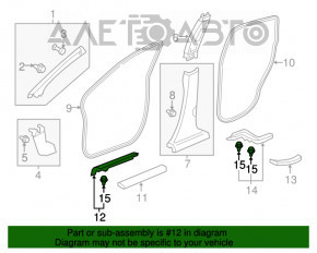 Capacul pragului interior din față stânga pentru Honda CRV 12-14 gri.