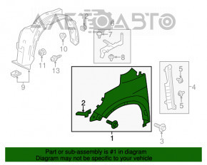 Aripa față stânga Honda CRV 12-16 albastră BG62M, mici lovituri