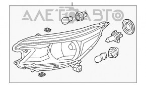 Фара передняя левая голая Honda CRV 12-14 дорест