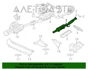 Tubul de admisie cu catalizator pentru VW Jetta 11-18 SUA 2.0 are o fisură.